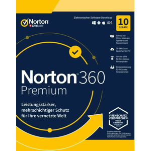 Symantec Norton 360 Premium 10 PC / 1 an 75 GB - Aucun abonnement