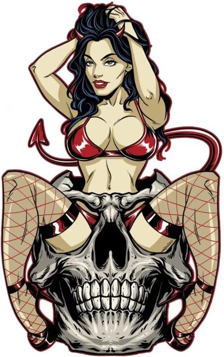 Autocollant Lethal Threat diable pin-up 60x80 mm