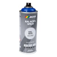 Bombe peinture Bleu gentiane brillant acrylique RAL 5010 Motip 400 ml