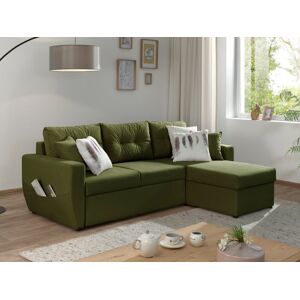 Best Mobilier Astoria canape d'angle reversible convertible avec coffre style contemporain4 places Vert Olive