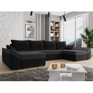 Best Mobilier Mike canape panoramique en U 7 places convertible avec coffre en velours Noir / Gris