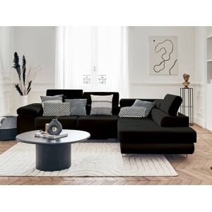 Best Mobilier Pablo canape d'angle droit 5 places convertible avec coffre et tetieres reglables en velours Noir