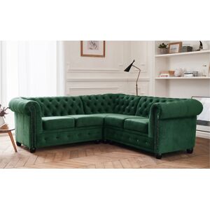 Lisa Design William canape Chesterfield d'angle reversible 5 places en velours Vert