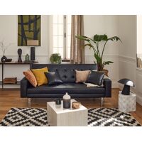 BestMobilier Persepolis canapé convertible clic-clac 2 places en simili cuir Noir