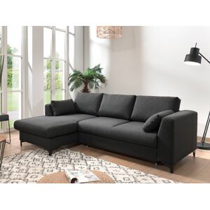 Lisa Design Tala canapé d'angle gauche convertible avec coffre 4 places en tissu Gris foncé