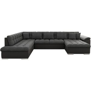 BestMobilier Chuck canapé panoramique XXL convertible avec coffre 7 places style contemporain gauche Noir / Gris