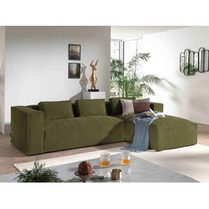 Lisa Design Stella canapé d'angle en velours côtelé 4 places -style contemporain droit Vert