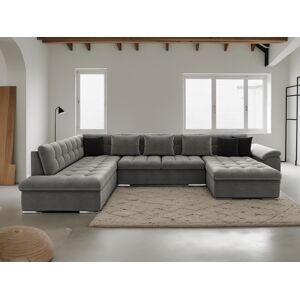 BestMobilier Chuck canapé panoramique XXL convertible avec coffre 7 places style contemporain gauche Gris