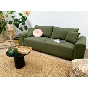 BestMobilier Amaryllis canapé 3 places convertible avec coffre en tissu Vert