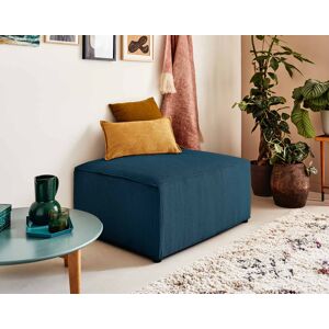 BestMobilier Topaze pouf en velours côtelé Bleu Ardoise