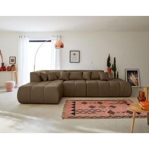 Lisa Design Caracas canapé modulable d'angle gauche 5 places en tissu Marron