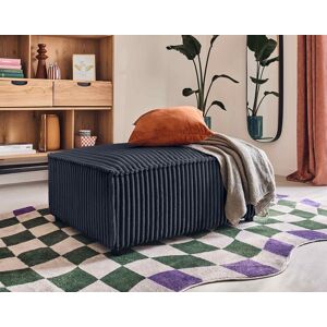 Lisa Design Stella pouf en velours côtelé grosses côtes Bleu marine