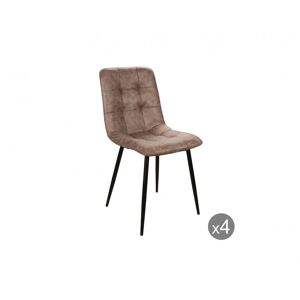 Bestmobilier Jacob - lot de quatre chaises - en tissu microfibre - style industriel - Publicité