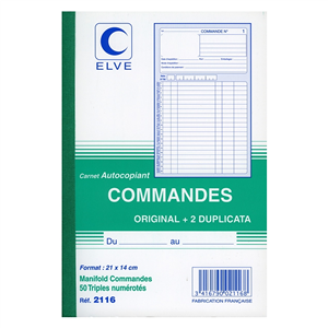 ELVE Carnet commande 50 tripli 210 x 140 mm