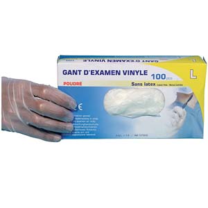 CSJ EMBALLAGES 100 gants vinyles a usage unique poudre / Large 9