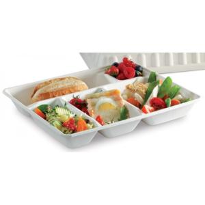 CSJ EMBALLAGES 50 plateaux repas a emporter 5 compartiments biodegradables compostables