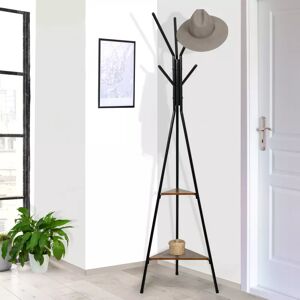 IDMarket Porte-manteau bois metal design avec plateaux