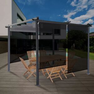 IDMarket Lot de 3 stores tamisant noirs pour pergola