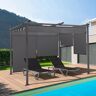 IDMarket Pergola toit rétractable gris et stores enrouleurs