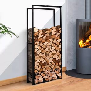 IDMarket Porte-bûches intérieur modulable 65x25x150 cm en métal noir