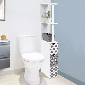 IDMarket Meuble de toilette blanc et gris motif carreaux de ciment