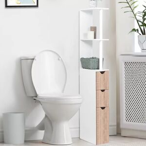 IDMarket Meuble de toilettes étagère bois 3 portes coloris hêtre