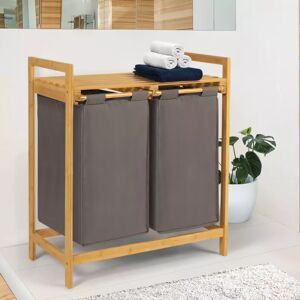 IDMarket Panier a linge double gris