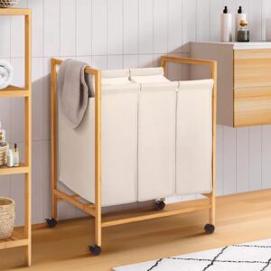 IDMarket Panier a linge bambou 3 compartiments