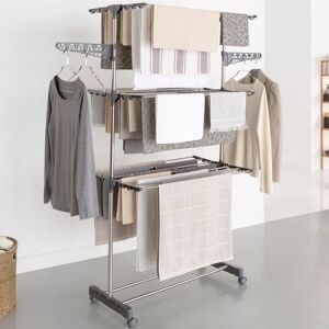 IDMarket Sechoir a linge en inox couleur grise