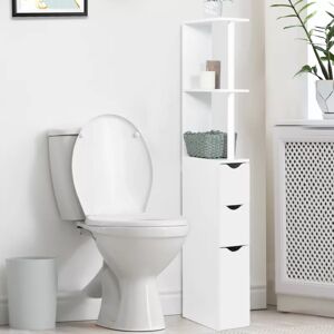 ProBache Meuble de toilettes étagère bois 3 portes blanc