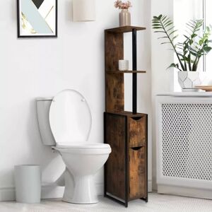 IDMarket Meuble rangement WC style industriel bois effet vieilli
