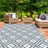 IDMarket Tapis extérieur terrasse motifs géométriques gris et blanc 160 x 260 cm