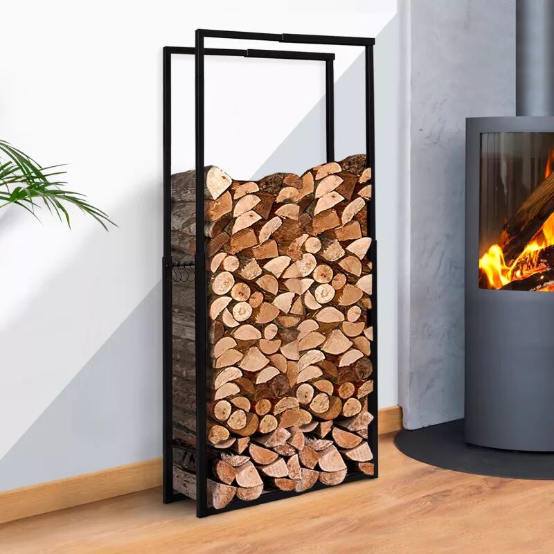 IDMarket Porte-bûches intérieur modulable 65x25x150 cm en métal noir