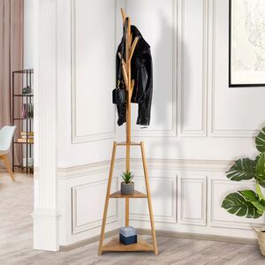 IDMarket Porte-manteau bambou avec etageres d'angle