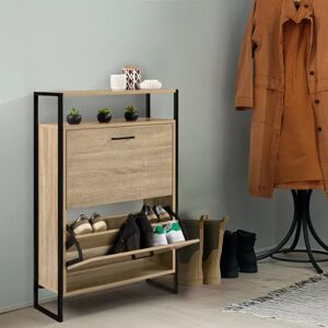 IDMarket Armoire à chaussures industrielle avec étagère bois et métal