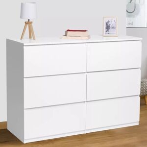 IDMarket Commode 6 tiroirs blanche