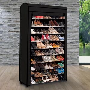 IDMarket Étagère range chaussure 50 paires avec housse noire 151 cm