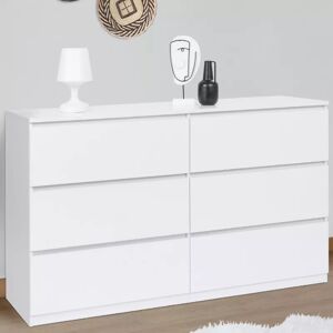 IDMarket Commode 6 tiroirs 140 cm bois blanc