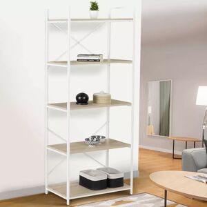 IDMarket Étagère industrielle bois et métal blanc 5 niveaux