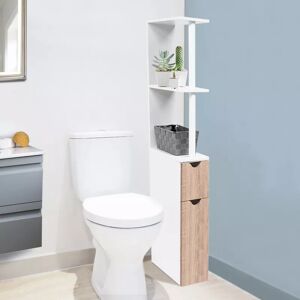 ProBache Meuble de toilette blanc et hêtre avec étagères - Publicité