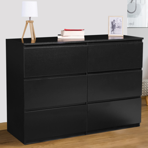 IDMarket Commode 6 tiroirs design bois noir - Publicité