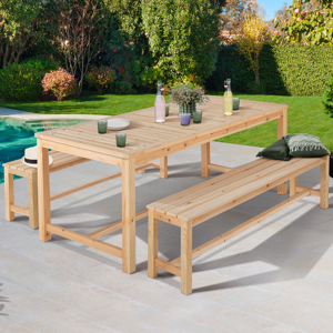 IDMarket Table de jardin en bois avec banc 8 places