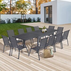 IDMarket Table de jardin extensible 12 places avec chaises