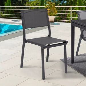 IDMarket Lot de 6 chaises de jardin empilables gris anthracite en metal et textilene