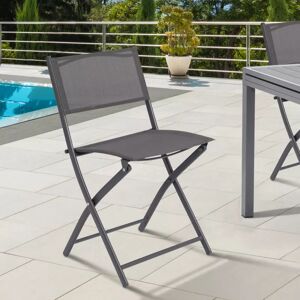 IDMarket Lot de 6 chaises de jardin pliantes gris anthracite en metal et textilene