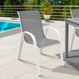 IDMarket Chaises de jardin empilables blanc et gris : lot de 4