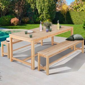 IDMarket Table de jardin en bois avec banc 8 places