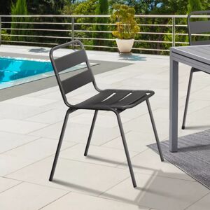 IDMarket Lot de 6 chaises de jardin empilables en acier gris anthracite