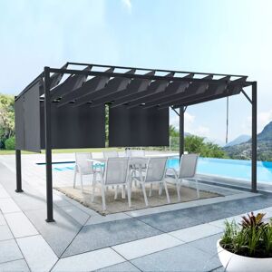 IDMarket Pergola lames orientables et stores gris anthracite