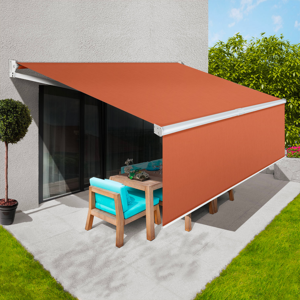 IDMarket Store banne avec lambrequin terracotta 3,95x3m